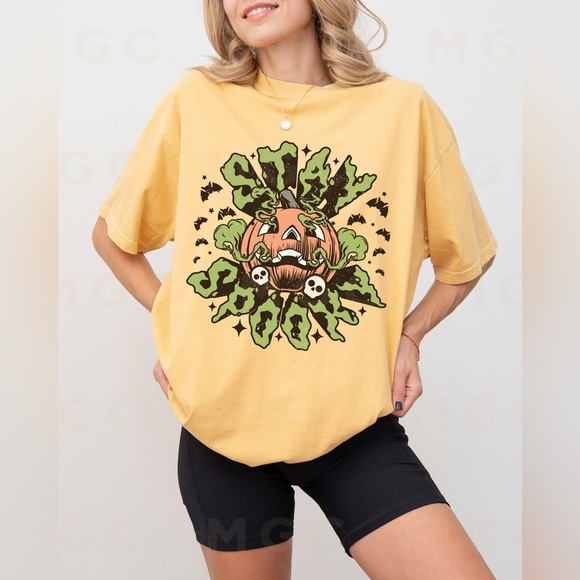 Comfort Colors Stay Spooky Halloween Pumpkin Shirt - Picture 2 of 10